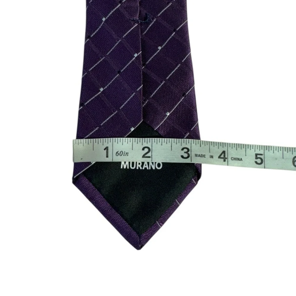 Murano Mens Silk Tie Striped Quiet Luxury Old Money Formal Career Purple